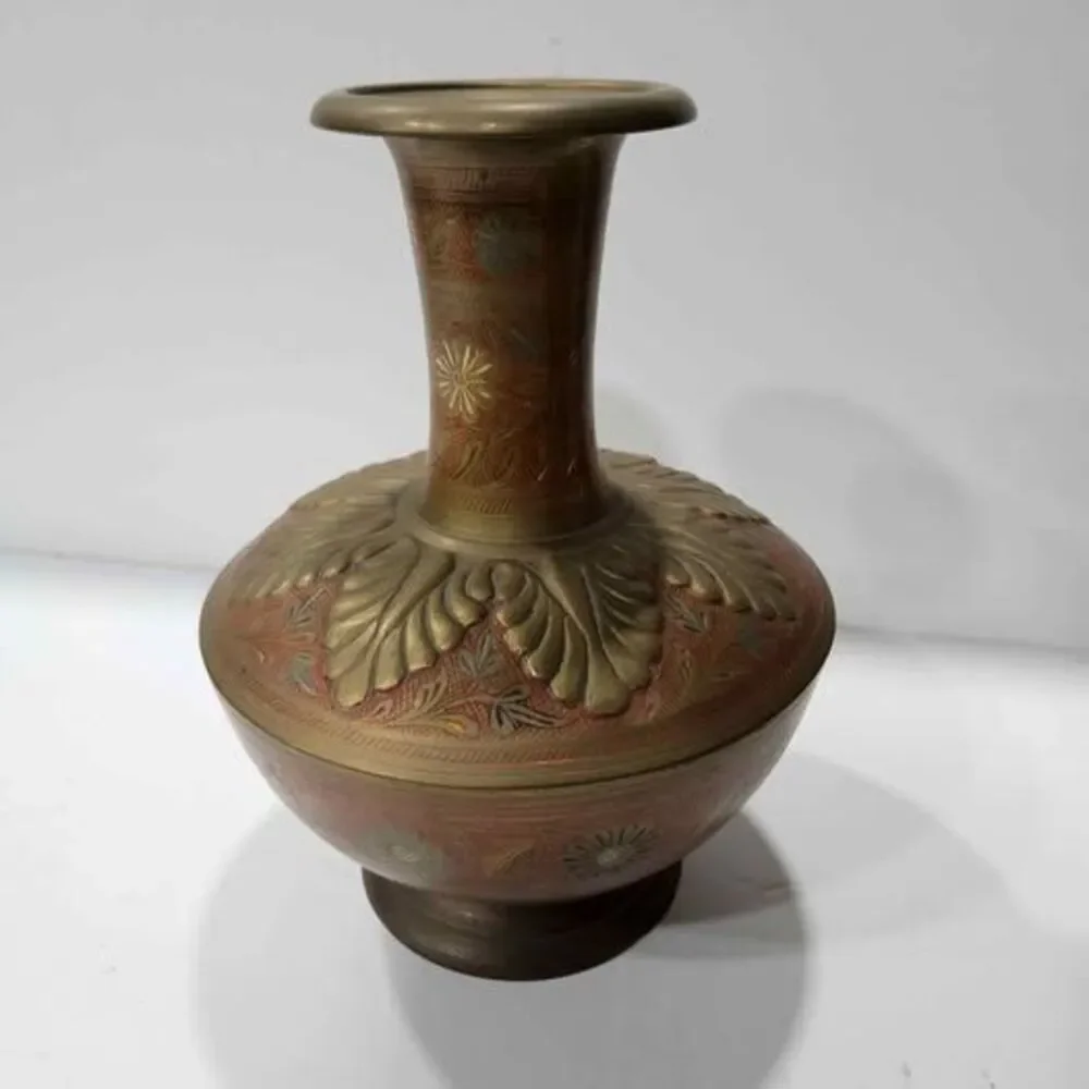 Vintage Etched Brass Vase